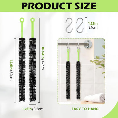 Quixleen 2 Pcs Flexible Drain Clog Remover with 2pcs S-shape Hooks, Bendable Long Pipe Cleaner Sewer Drain Get Rid Hair and Mucus for Toilet, Kitchen Sink, Bathroom Tub