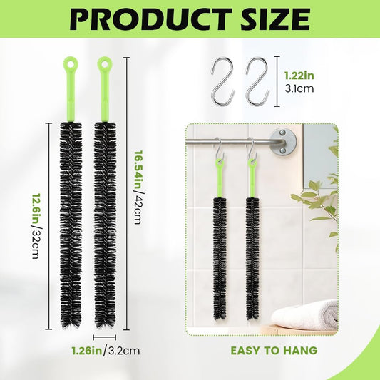 Quixleen 2 Pcs Flexible Drain Clog Remover with 2pcs S-shape Hooks, Bendable Long Pipe Cleaner Sewer Drain Get Rid Hair and Mucus for Toilet, Kitchen Sink, Bathroom Tub