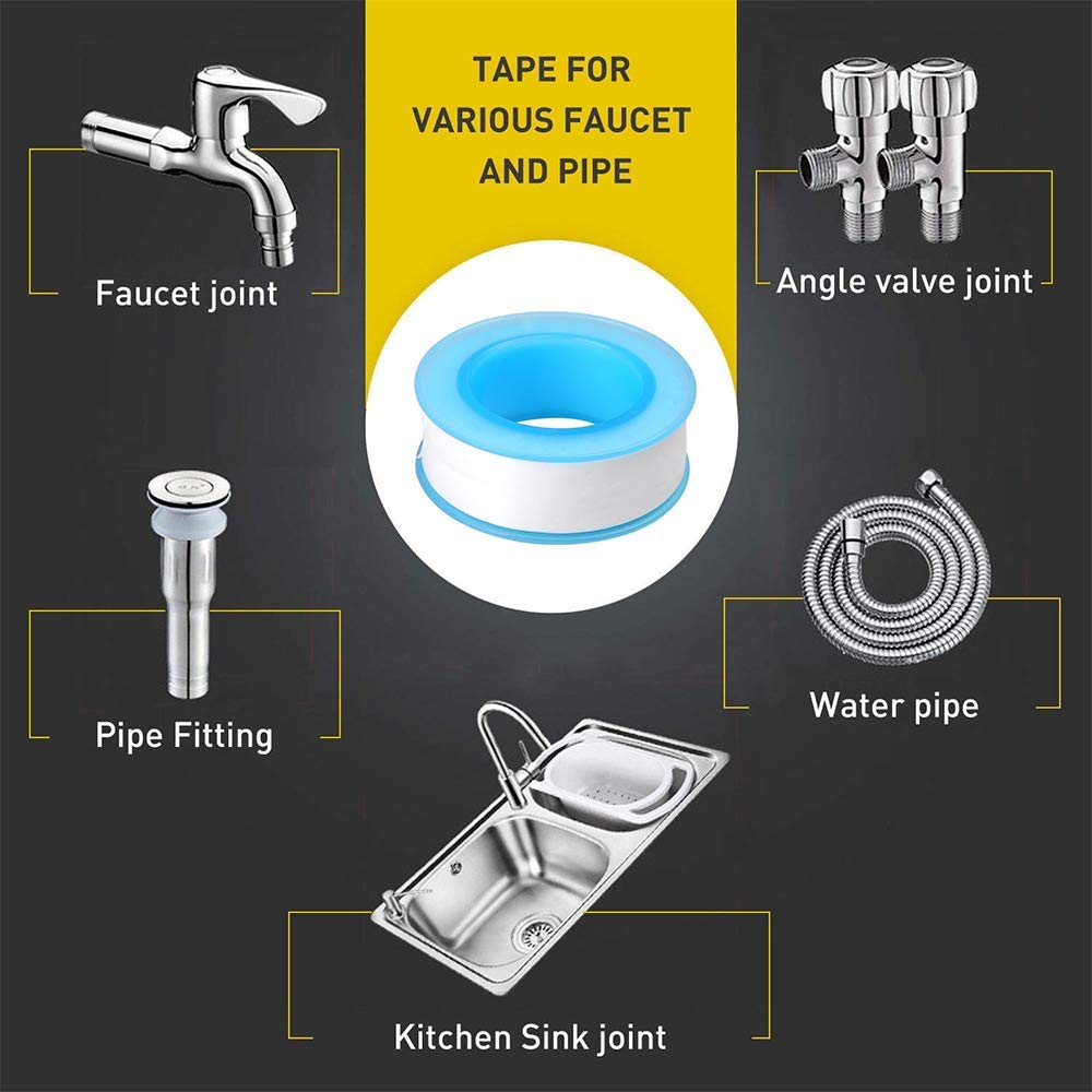 GCQ Teflon Thread Seal Tapes，PTFE Thread Seal Tape for Plumbers Sealant Tape for Leak Water Pipe Thread 3/4 inch x 790 inch (5 Pack/White)