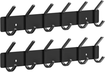 VAEHOLD Black Hat and Coat Wall Mount Rack - 3 Hooks for Robes, Bags, Keys, and Towels - Bathroom Towel Hanger Organizer (1 Pack)