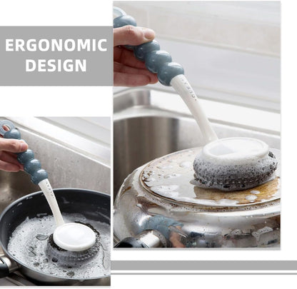 Healeved Kitchen Dish Scrubber with Handle, Small Steel Wire Scrubbing Brush for Pots and Pans, Household Non-Scratch Kitchen Cleaning Brush for Dishwashing and Sink Cleaning