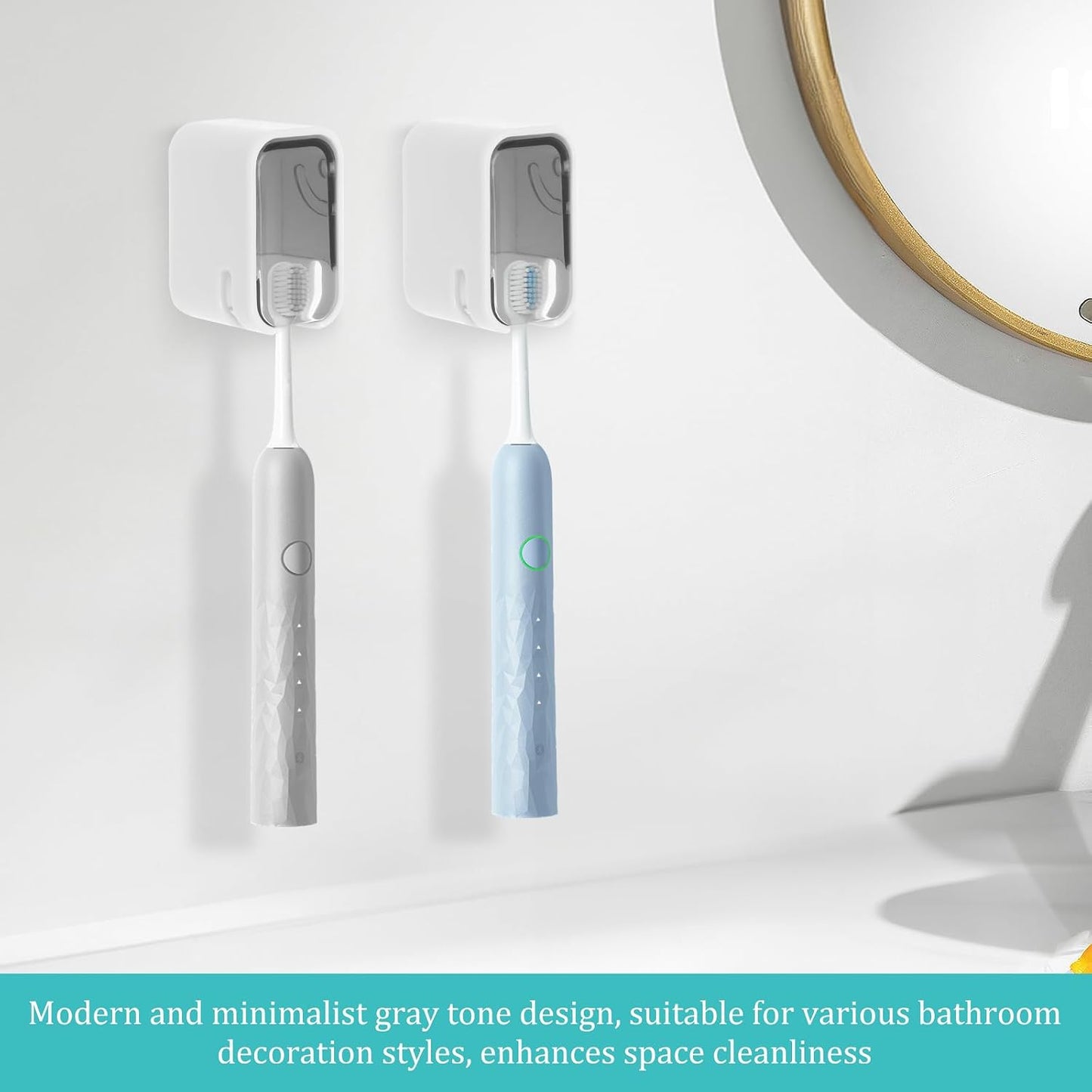 4PCS Toothbrush Holders for Bathroom, Single Slot Teeth Brush Storage Organizer with Cover & Drainage Hole for Shower Travel Family Use, Dust- & Waterproof Wall Mounted Detachable Dispenser