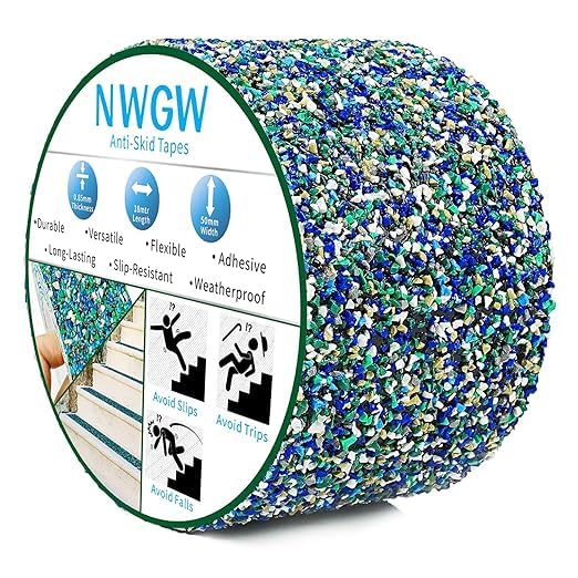 Waterproof Tape for Pools, 2" x15FT Heavy Duty Anti Slip Stair Treads Outdoor Tape Non-Slip Rubber Grip Tape Shower Strips Slip Resistant Tape Traction Tape for Stairs Showers Bathroom Trails