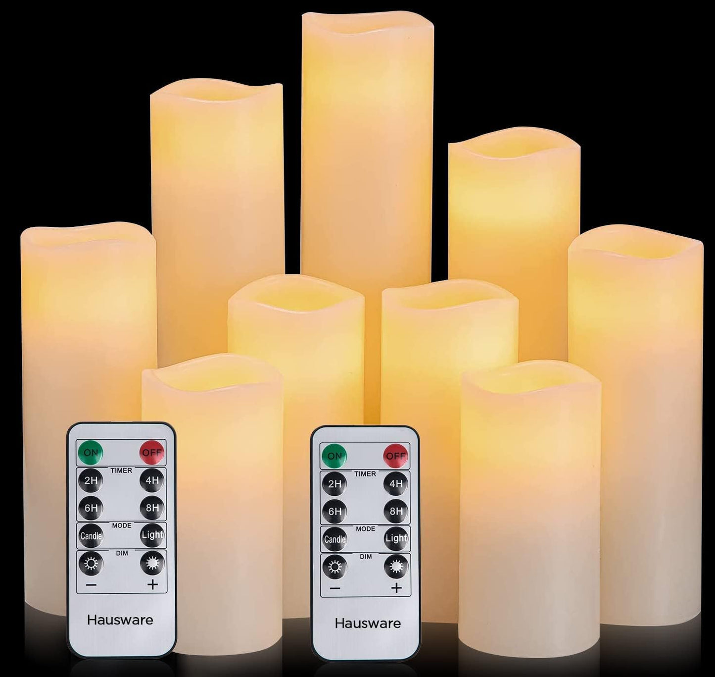 Hausware Flameless Candles Battery Operated Candles Set of 12 (D: 3" x H: 4") Real Wax Pillar Flickering Candles LED Flameless Candles with Remote and Timer Control (Ivory Color)