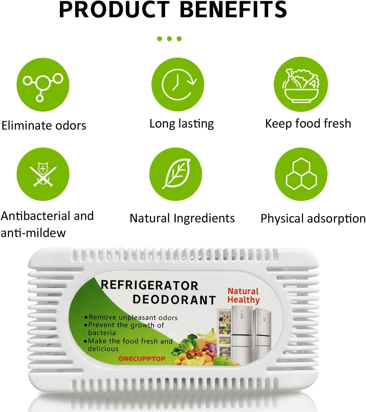 Refrigerator Deodorizer (6 Pack)-Fridge and Freezer Odor Eliminator,Natural Activated Charcoal Refrigerator Fight Odors