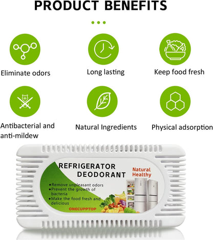 Refrigerator Deodorizer (6 Pack)-Fridge and Freezer Odor Eliminator,Natural Activated Charcoal Refrigerator Fight Odors