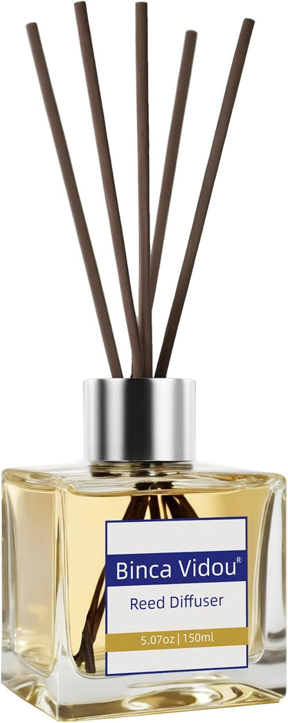 Reed Diffuser Set, Binca Vidou Lavender & Vanilla Natural Scent Oil Diffusers with Sticks for Home Office Bathroom Aromatherapy Decor 1.69oz x 2