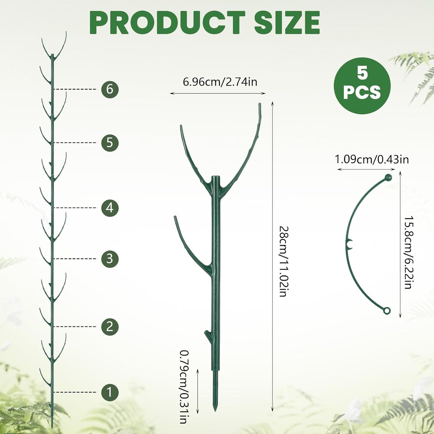 5 Pack Monstera Plants Support Stackable Plant Support Stakes Pothos Climber Supports Vine Plant Sticks Stakes with Plants Clips Ties for Indoor Outdoor Vine Orchid Perfect Moss Pole Replacement
