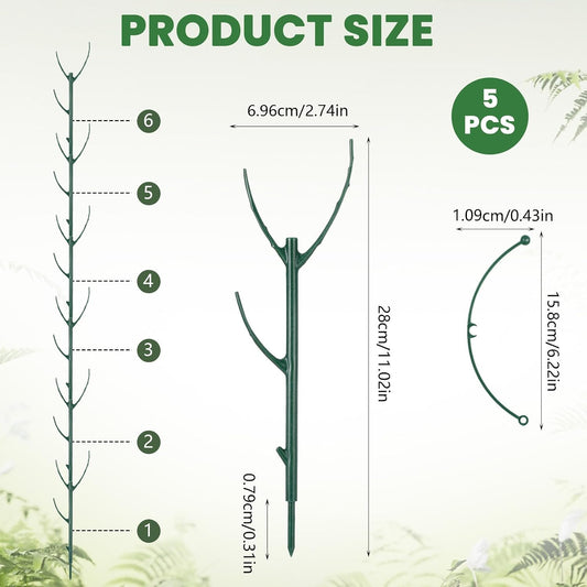 5 Pack Monstera Plants Support Stackable Plant Support Stakes Pothos Climber Supports Vine Plant Sticks Stakes with Plants Clips Ties for Indoor Outdoor Vine Orchid Perfect Moss Pole Replacement
