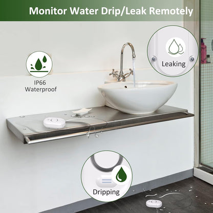 Water Leak Detector Sensor Alarm: Home Water Flooding Monitor Smart Sink Overflow Monitoring Adjustable Wet Moisture Alert Pipe Leakage Drip Detection Warning for Basement Floor