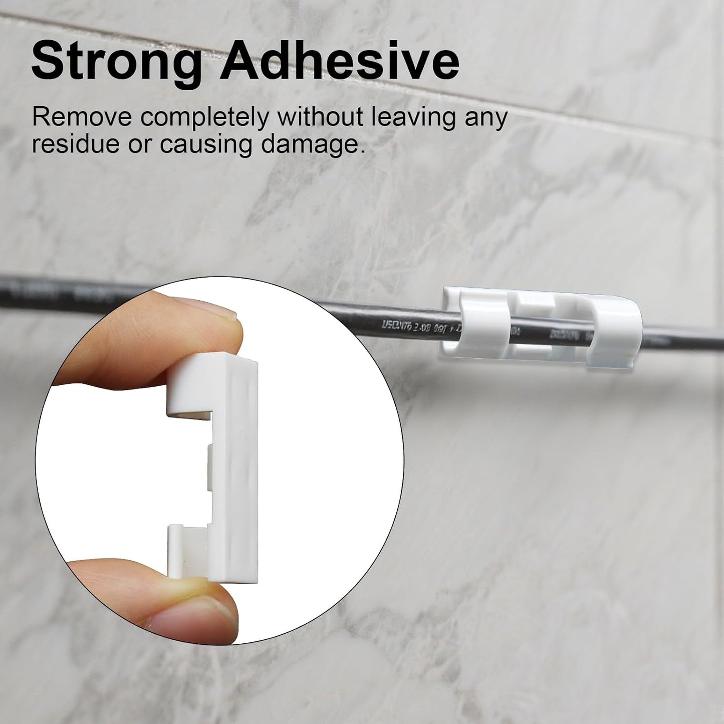 Jiozermi 60 Pcs Self Adhesive White Cable Clips, Cable Wire Management Clips with 3M Adhesive Wall Wire Holder Cord Management for Desk, Wall, TV, Car Dash Cam, RV, Ethernet, PC, Christmas Light