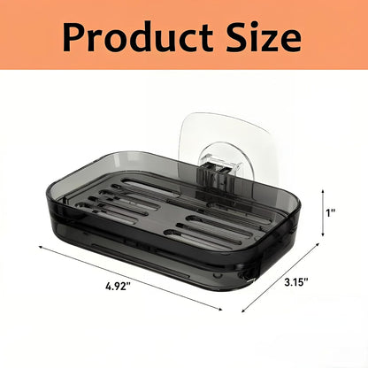 Soap Dish for Shower Clear Soap Holder Pull-Out Water Tray No Drilling Required Strong Fixation for Rv Bathroom and Kitchen Easy（1 Pack）
