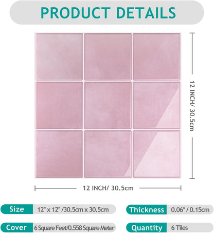 VEELIKE Cream Beige Peel and Stick Backsplash for Kitchen Square Peel and Stick Tile Backsplash 6 Sheets Self Adhesive Back Splash Tiles for Bathroom Waterproof Ceramic Wall Tile Stickers 12''x12''