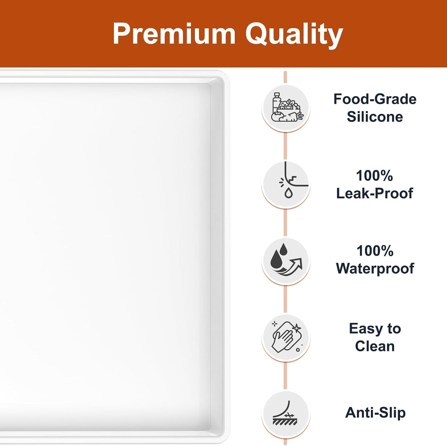 ukeetap Extra Thick Silicone Mat Waterproof with Raised Edge 19” x 12”, BPA Free Non-Slip Dog & Cat Food Mat, Feeding Mat for Food and Water Bowls, Spill Proof Mat to Protect Floors, Black