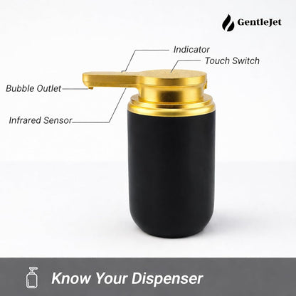 GentleJet SimpleFoam Automatic Foaming Soap Dispenser – Touchless Sensor, USB-C Rechargeable, IPX5 Waterproof, Dual Output for Bathroom Kitchen Sink, ABS Compact Design