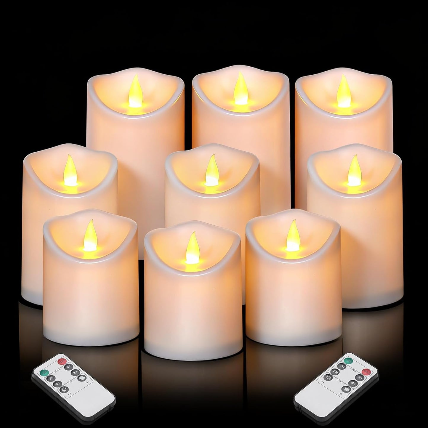Flameless Candles 4" 5" 6" Set of 3 Ivory Outdoor Indoor Pillars 3" Diameter Battery Operated Flickering Candles Include 10-Key Remote Timer Function 400+ Hours Requires 2 AA Batteries（3 Pack)