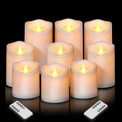 Flameless Candles 4" 5" 6" Set of 3 Ivory Outdoor Indoor Pillars 3" Diameter Battery Operated Flickering Candles Include 10-Key Remote Timer Function 400+ Hours Requires 2 AA Batteries（3 Pack)