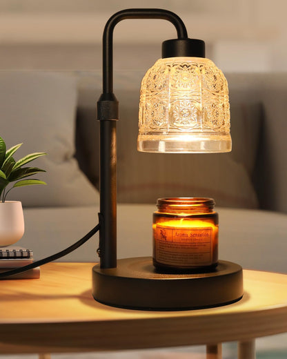AIFEI Candle Warmer Lamp with Timer, Dimmable Adjustable Height Candle Lamp, Birthday Gifts for Women Mom Sister Friends, House Warming Gifts New Home, Candle Lamp Warmer with 2 Bulbs - CoalBlack