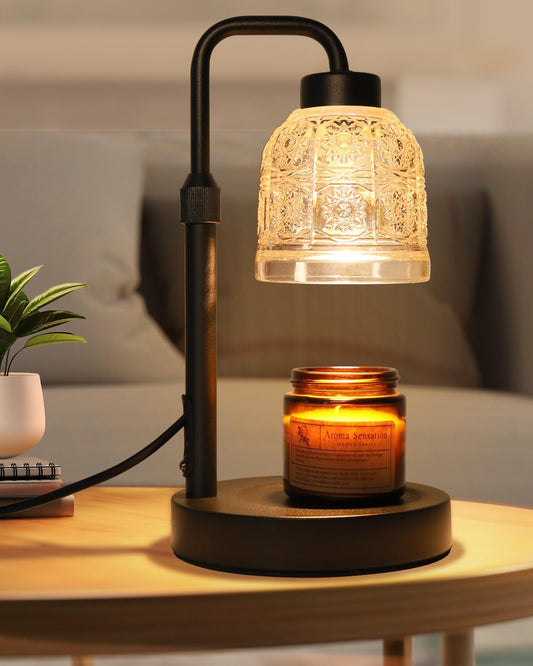 AIFEI Candle Warmer Lamp with Timer, Dimmable Adjustable Height Candle Lamp, Birthday Gifts for Women Mom Sister Friends, House Warming Gifts New Home, Candle Lamp Warmer with 2 Bulbs - CoalBlack