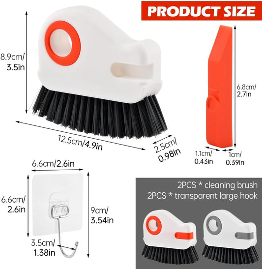 2 in 1 Groove Cleaning Brush, Window Track Cleaning Tools with Hidde n Scraper, Crevice Cleaner Tool for Sliding Door, Window Sill & Seal