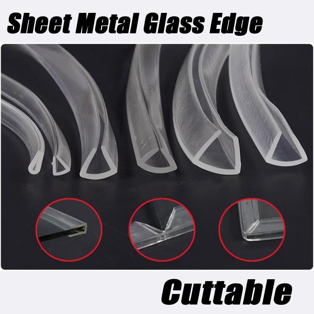 10ft Transparent U-Shaped Sealing Strips for Glass Tables, Edge Protector Strips Glass Edge Banding Veneer Channel Edge Trim for Tempered Glass Cabinet(6-7mm)