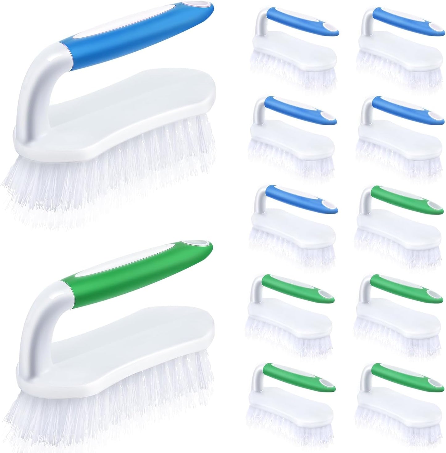 Lallisa 12 Pcs Scrub Brush for Cleaning with Handle Comfortable to Grip Heavy-Duty Flexible Stiff Bristles Scrubber Brushes Bulk for Shower Bathroom Carpet Kitchen Floor Tiles (Gray)