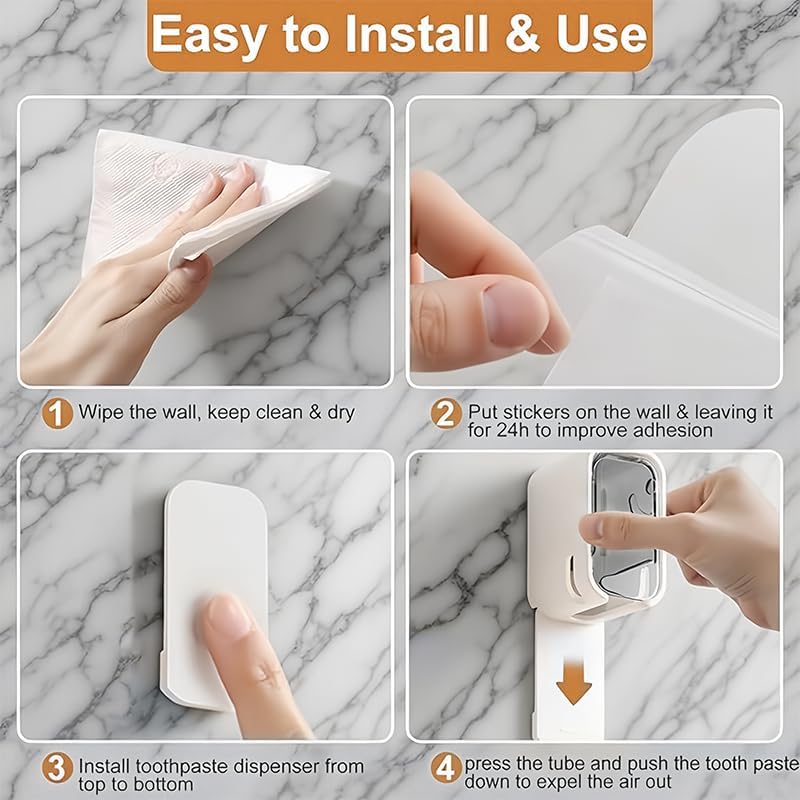 2PCS Toothbrush Holders for Bathrooms, Minimalist Wall-Mounted Organizer with Cover, Single Toothbrush Dispenser Storage Organizer for Space-Saving Countertop Solution for Home & Travel (White, Gray)