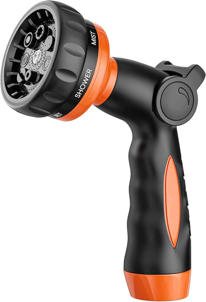 V.C Formark Garden Hose Nozzle, Heavy Duty Metal Water Hose Nozzle with 8 Adjustable Spray Patterns,Hose Sprayer with Thumb Control for Garden Watering, Car Washing, Pet Bathing & Window Cleaning
