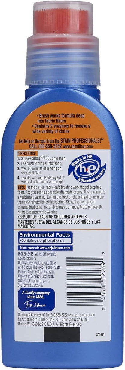 Shout Advanced Ultra Concentrated Gel Brush, 8.7 Ounce, Treats Dried Food, Coffee, Wine, Makeup Stains, Safe for All Colorfast Washables, Works in All Water Temperatures