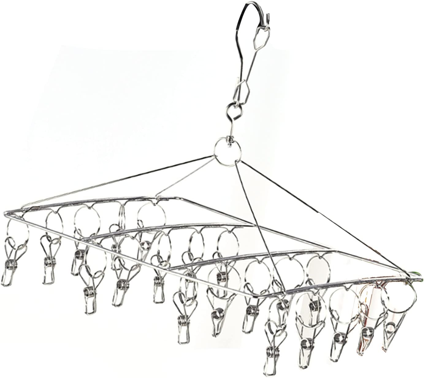 Clothes Drying Racks Clip Hangers, Clothes Drying Hanger Stainless Steel Multi Clip Laundry Drip Hanging Rack for Underwear Socks Hat(Round)