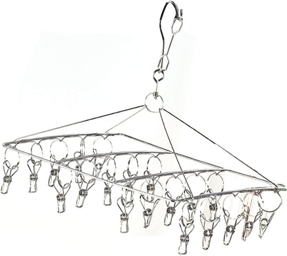 Clothes Drying Racks Clip Hangers, Clothes Drying Hanger Stainless Steel Multi Clip Laundry Drip Hanging Rack for Underwear Socks Hat(Round)