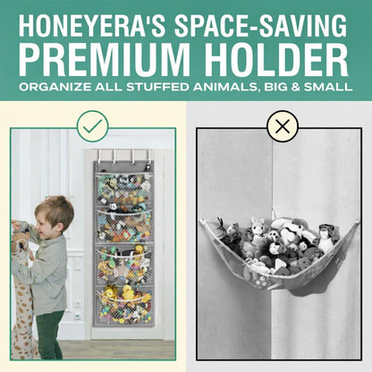 Honeyera The Original Stuffed Animal Storage (Patented) - Over Door Organizer for Stuffies, Baby Ideas Holder, Toy Plush Hammock Hanging Net Big Girls Toddler Large Bag Animals Stuffy Behind