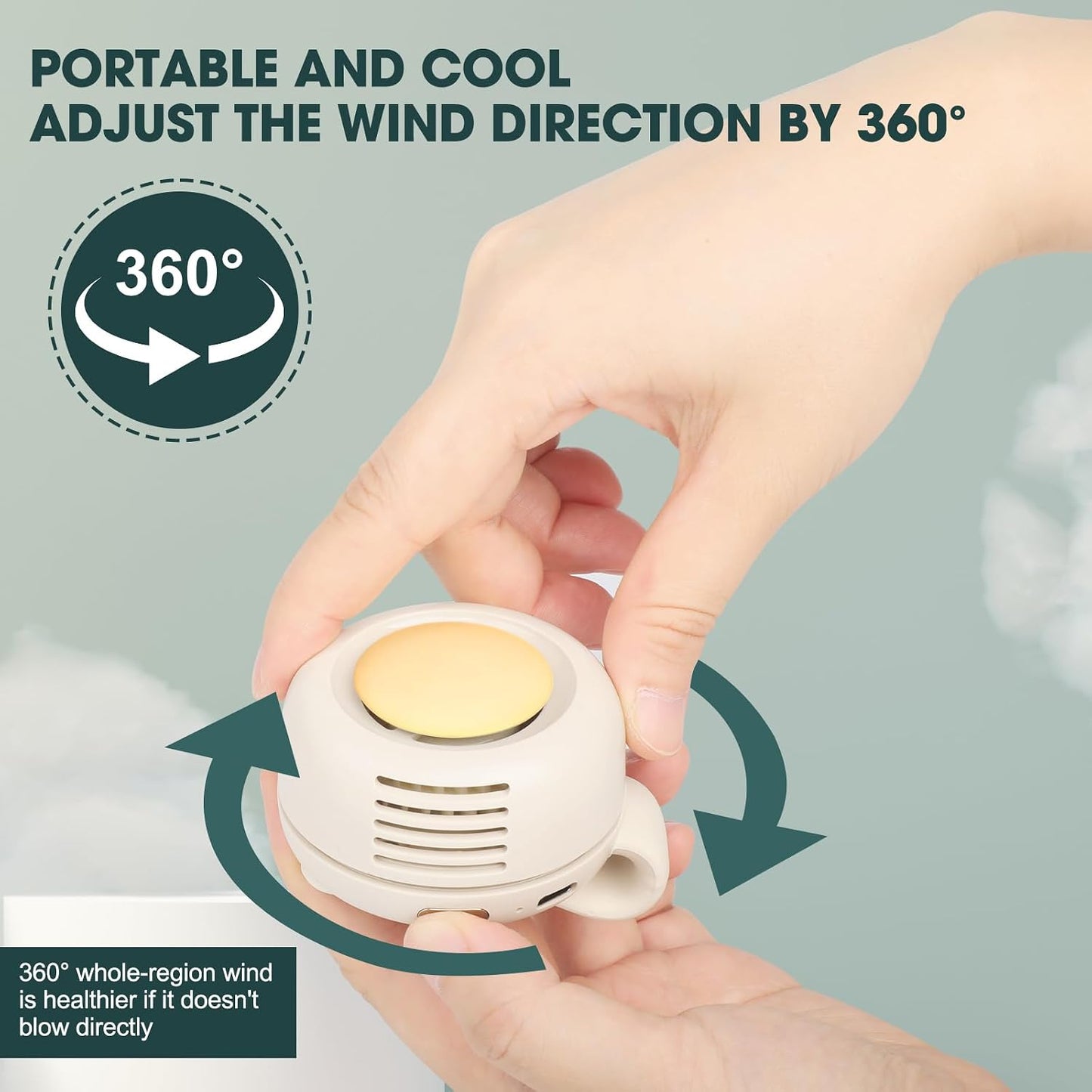 Small Clip Fan, Personal Waist Fans,Portable Silent Mini Bladeless Fan Clip On for Shirt ,Hands-Free Personal Clip Fans 3 Speeds,Clips on Waist Neck Fanes for Outdoor,Camping,Travel,Office (White)