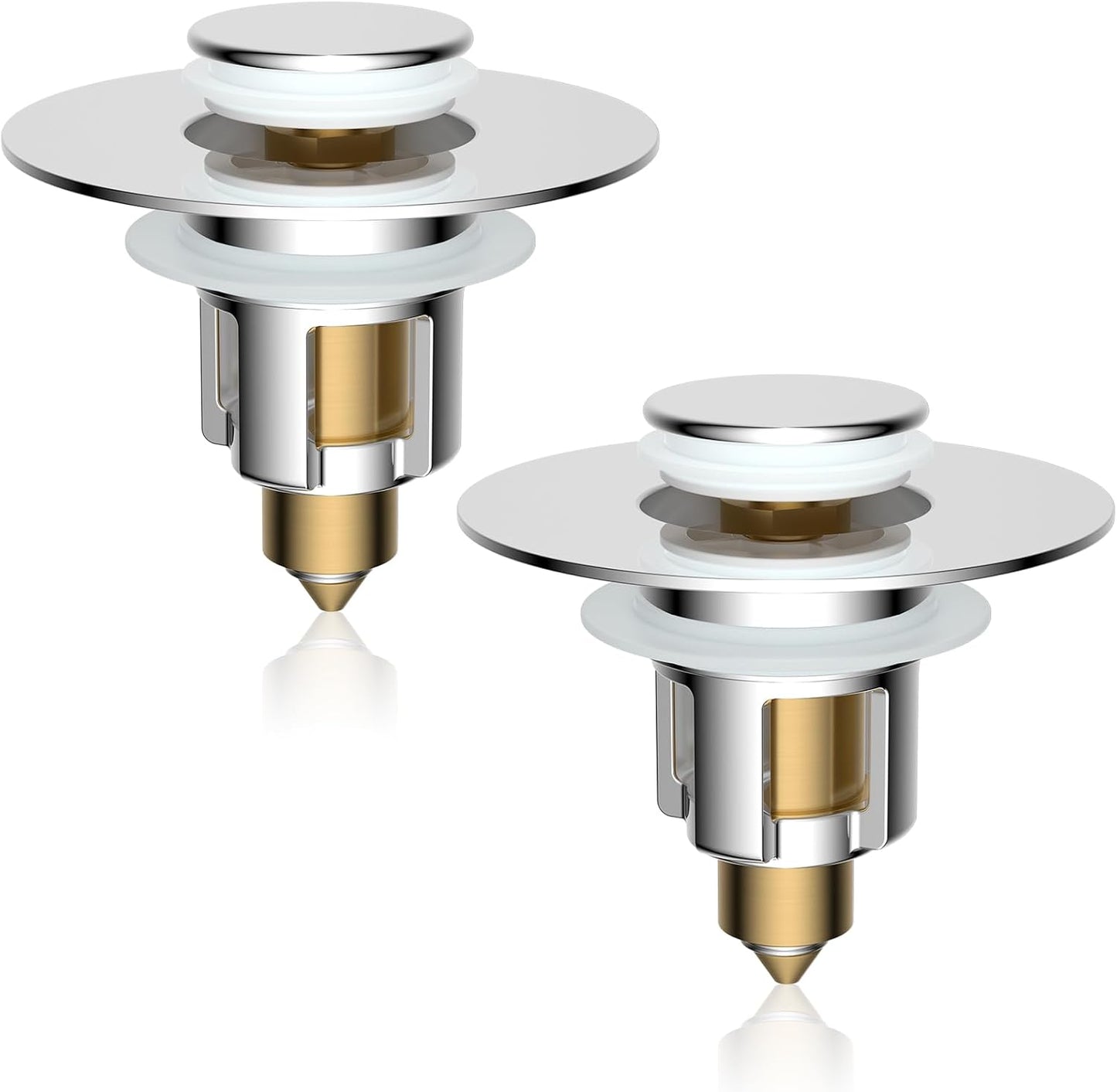 iFealClear Metal Universal Bathroom Sink Stopper, Upgraded Stainless Steel Sink Drain Strainer for 1.1''~2.36" Basin Pop Up Drain Strainer, Anti-Clogging Filter Basket, Brushed Nickel