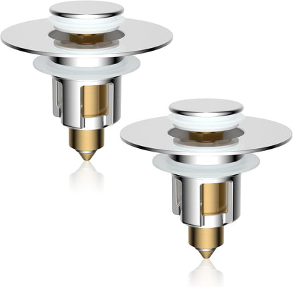 iFealClear Metal Universal Bathroom Sink Stopper, Upgraded Stainless Steel Sink Drain Strainer for 1.1''~2.36" Basin Pop Up Drain Strainer, Anti-Clogging Filter Basket, Brushed Nickel