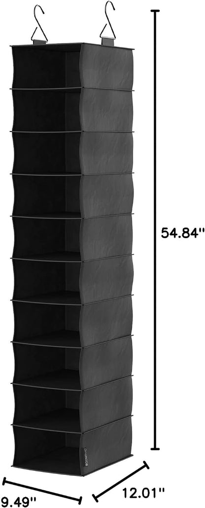 ClosetMaid 10-Shelf Fabric Hanging Shoe Storage Organizer for Closet, Charcoal Black