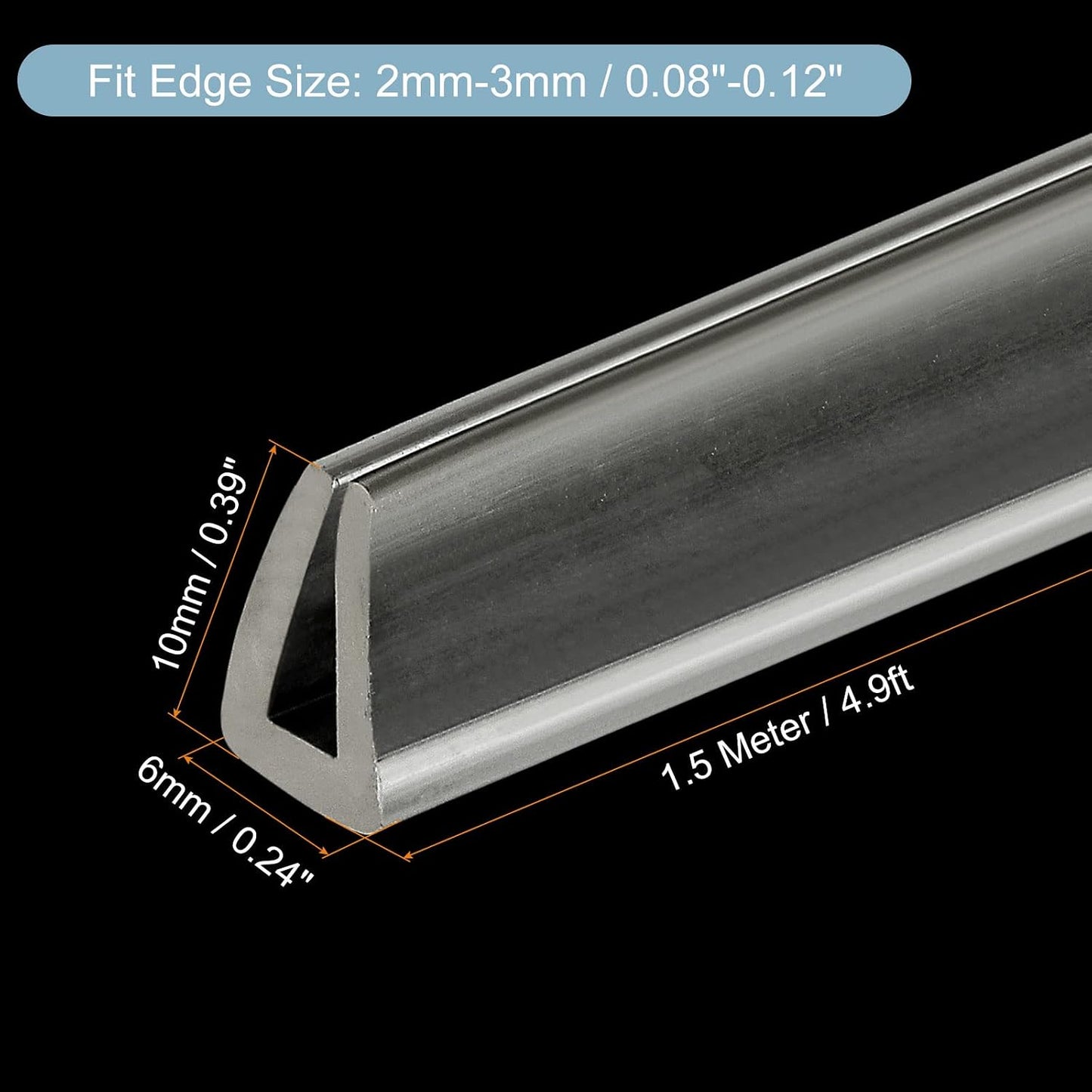 uxcell U Channel Edge Trim, 4.9ft Length Soft Rubber Guard Seal Strip Edge Protector Fit for 1-2mm Edge, (9/32" W x 5/32" H) Clear