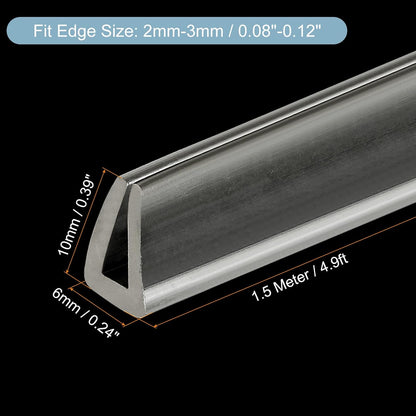 uxcell U Channel Edge Trim, 4.9ft Length Soft Rubber Guard Seal Strip Edge Protector Fit for 1-2mm Edge, (9/32" W x 5/32" H) Clear