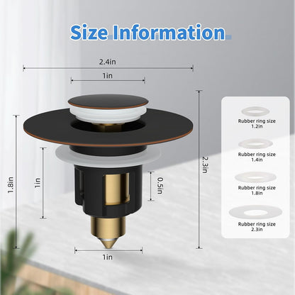 iFealClear Metal Universal Bathroom Sink Stopper, Upgraded Stainless Steel Sink Drain Strainer for 1.1''~2.36" Basin Pop Up Drain Strainer, Anti-Clogging Filter Basket, Brushed Nickel