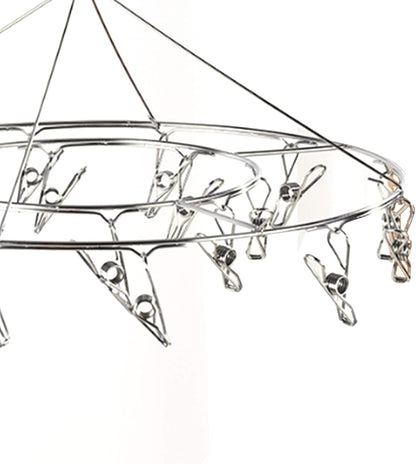 Clothes Drying Racks Clip Hangers, Clothes Drying Hanger Stainless Steel Multi Clip Laundry Drip Hanging Rack for Underwear Socks Hat(Round)