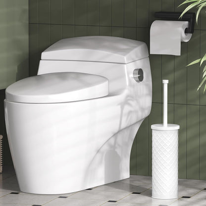 Toilet Bowl Brush and Holder Set 2 Pack with 4 Extra Brush Heads | Extra Long Handle with Splash Guard Cover, Tool-Free Installation, Bathroom Space-Saving, Cleaner Sets for Apartments, RV (White)