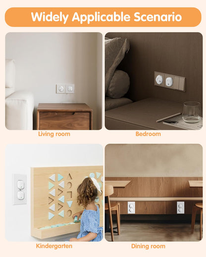 Outlet Covers Baby Proofing, 24 Pack Plug Covers Baby Proofing, Outlet Plug Covers for US 3-Prong to Prevent Electric Shock, Outlet Covers for Home, Office, School, Toddlers & Babies, White