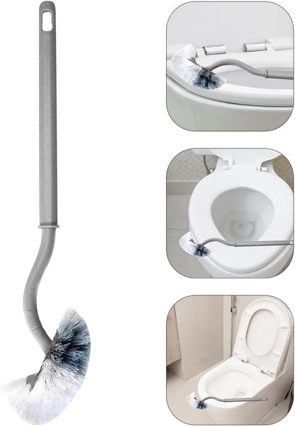 5pcs Curved Handle Toilet Bowl Brush Set Under Rim Cleaning Heads, Gray Plastic Bathroom Decontamination Brushes for Restroom Hygiene and Deep Crevice Cleaning
