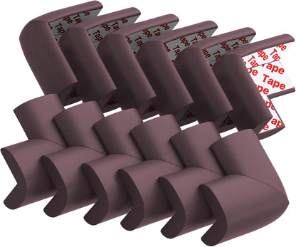 12 Pack Soft Corner Protector Baby Proofing Edge and Corner Guards, Safety Pre-Taped Rubber Foam Furniture Bumper for Fireplace, Table, Stair, Cabinet (Black)
