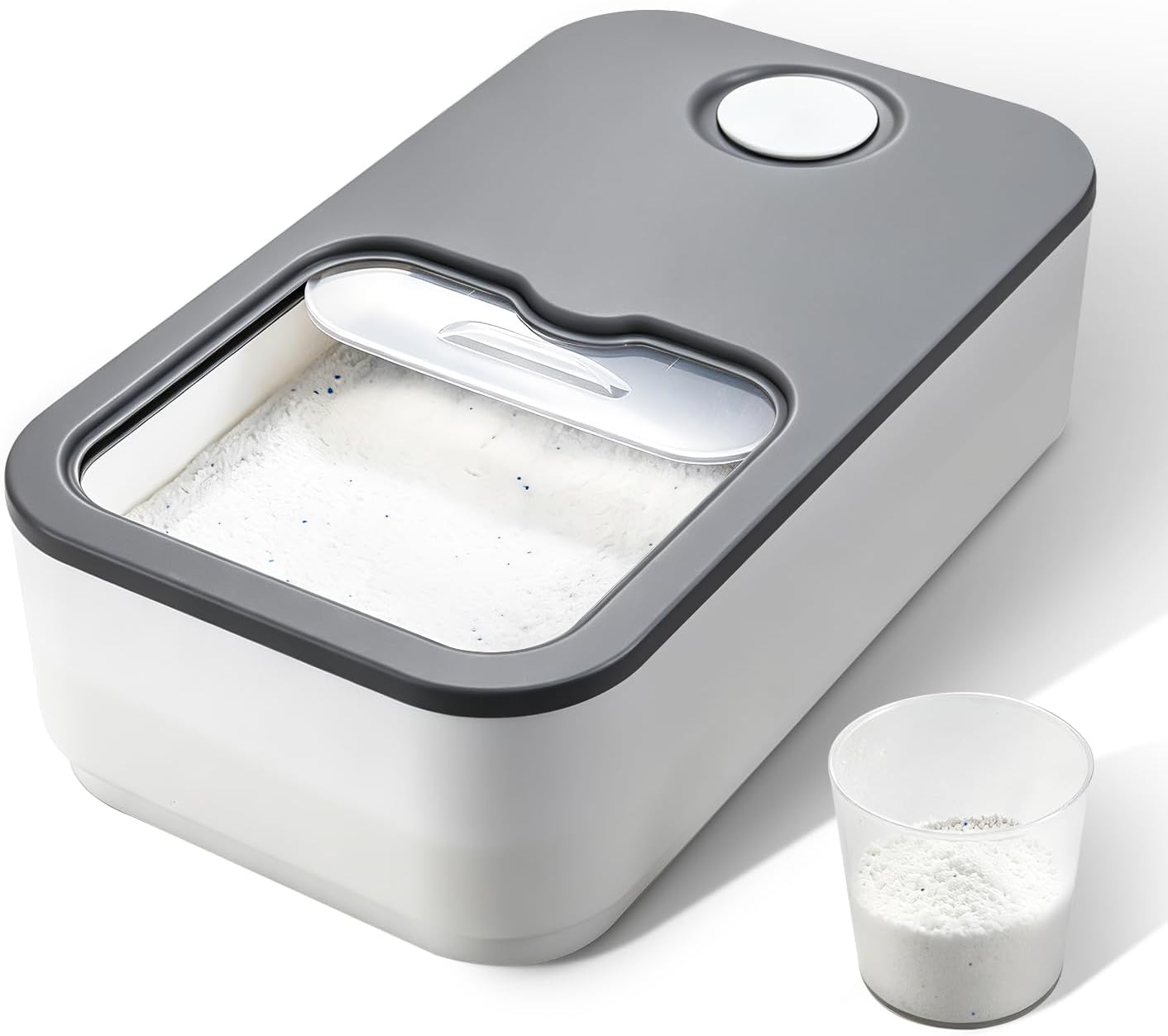 2.6GAL Laundry Powder Container, Powder Laundry Detergent Container, Plastic Laundry Powder Dispenser with Scoop & Lid, Laundry Pods & Scent Beads Container, Laundry Room Storage Containers