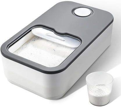 2.6GAL Laundry Powder Container, Powder Laundry Detergent Container, Plastic Laundry Powder Dispenser with Scoop & Lid, Laundry Pods & Scent Beads Container, Laundry Room Storage Containers