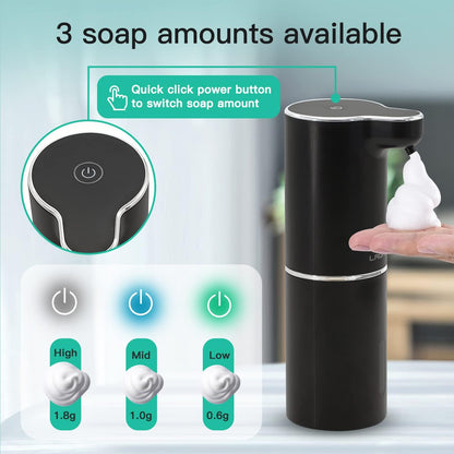 LAOPAO Soap Dispenser, Automatic Foaming Hand Soap Dispenser Touchless Rechargeable Bathroom Countertop Soap Pump for Kids Xmas Gift 300ml