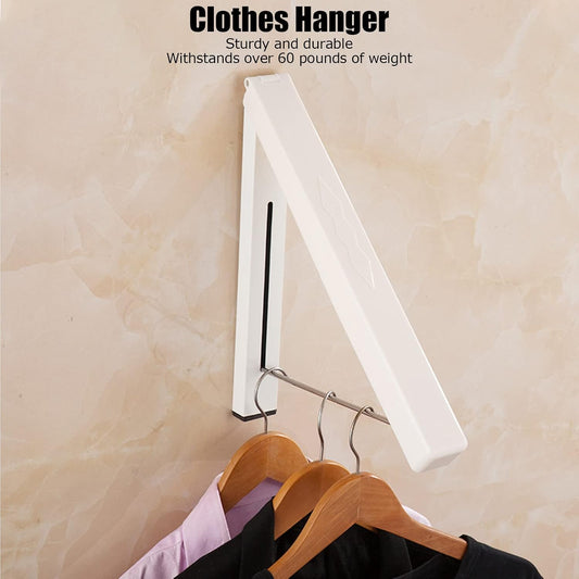Wall Mounted Drying Rack, Multifunctional Folding Clothes Hanger, Heavy Duty Space Saving Design for Home, Office, Bathroom, Balcony