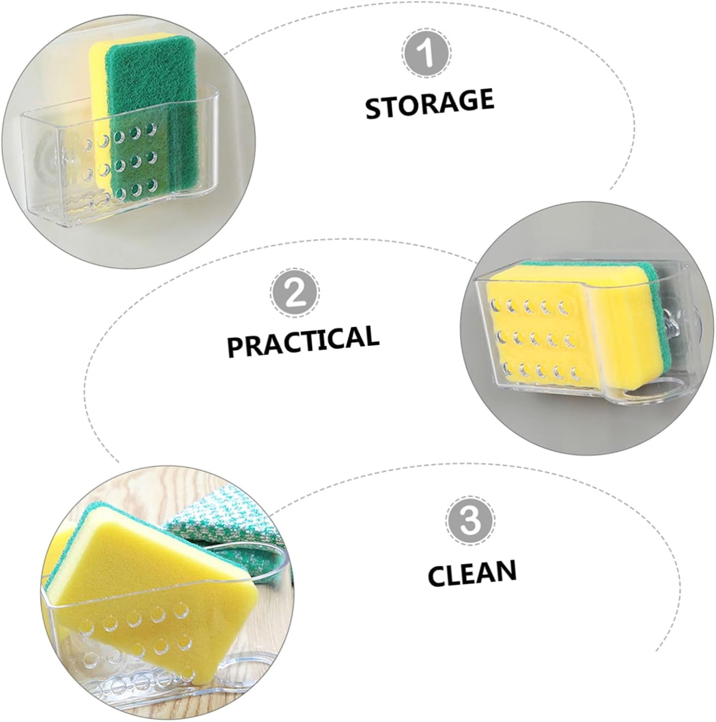2 Pcs Wall Mounted Kitchen Drying Rack Practical Sponge Holder for Scouring Pads Lightweight Storage for Rags Cleaning Cloths No Drilling Required Space Saving Design
