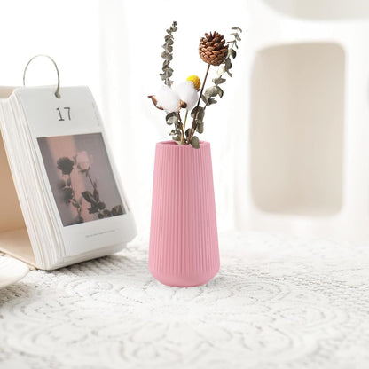 White Ceramic Vase, GUKJOB Small Cute Flower Vase for Pampas Grass, Home, Living Room, Dining Table, Farmhouse, Office Decor, Bedroom, Table, and Kitchen Shelf (White- 2PCS)